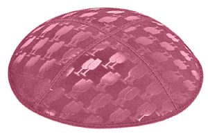 Hot Pink Blind Embossed L'chaim Cups Kippah without Trim