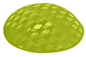 Lime Blind Embossed L'chaim Cups Kippah without Trim