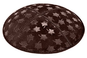 Brown Blind Embossed Leaves Kippah