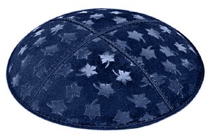 Dark Royal Blind Embossed Leaves Kippah