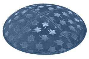 Denim Blind Embossed Leaves Kippah