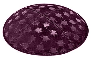 Eggplant Blind Embossed Leaves Kippah