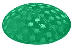 Emerald Blind Embossed Leaves Kippah