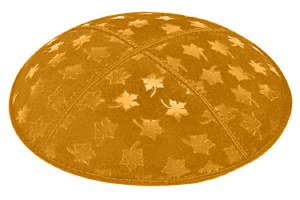 Gold Blind Embossed Leaves Kippah