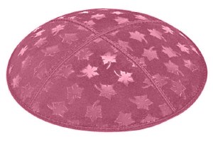 Hot Pink Blind Embossed Leaves Kippah