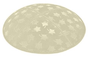 Ivory Blind Embossed Leaves Kippah
