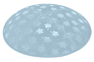 Light Blue Blind Embossed Leaves Kippah