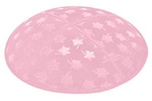 Light Pink Blind Embossed Leaves Kippah