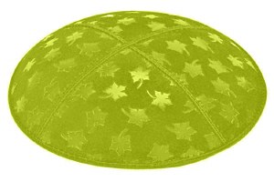 Lime Blind Embossed Leaves Kippah