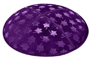 Purple Blind Embossed Leaves Kippah