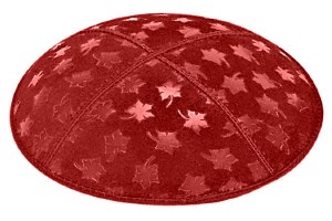Red Blind Embossed Leaves Kippah