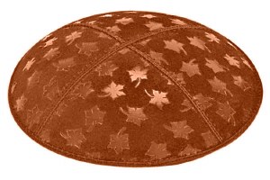 Rust Blind Embossed Leaves Kippah