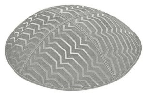 Medium Grey Blind Embossed Kippah without Trim