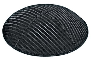 Black Blind Embossed Medium Lines Kippah