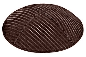 Brown Blind Embossed Medium Lines Kippah