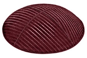 Burgundy Blind Embossed Medium Lines Kippah