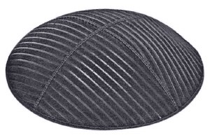 Dark Grey Blind Embossed Medium Lines Kippah