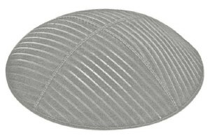 Medium Grey Blind Embossed Medium Lines Kippah