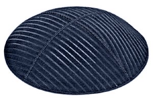 Navy Blind Embossed Medium Lines Kippah