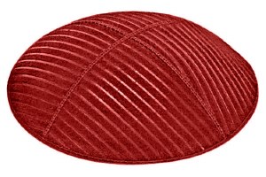 Red Blind Embossed Medium Lines Kippah