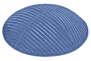 Wedgewood Blind Embossed Medium Lines Kippah with Navy and White Trim