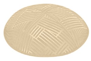 Beige Blind Embossed Mosaic Kippah without Trim