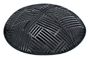 Black Blind Embossed Mosaic Kippah without Trim