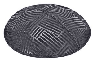 Dark Grey Blind Embossed Mosaic Kippah without Trim
