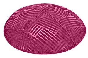 Fuchsia Blind Embossed Mosaic Kippah without Trim
