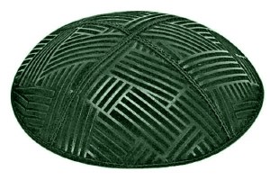 Green Blind Embossed Mosaic Kippah without Trim