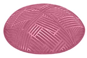 Hot Pink Blind Embossed Mosaic Kippah without Trim
