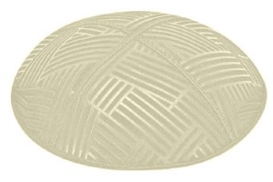 Ivory Blind Embossed Mosaic Kippah without Trim