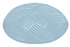 Light Blue Blind Embossed Mosaic Kippah without Trim