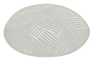 Light Grey Blind Embossed Mosaic Kippah without Trim
