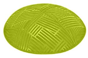 Lime Blind Embossed Mosaic Kippah without Trim