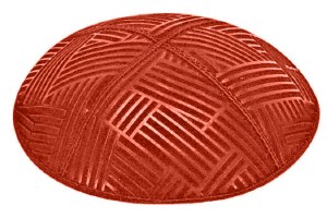 Orange Blind Embossed Mosaic Kippah without Trim