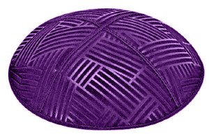 Purple Blind Embossed Mosaic Kippah without Trim