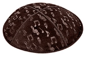 Brown Blind Embossed Musical Notes Kippah