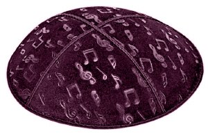 Eggplant Blind Embossed Musical Notes Kippah