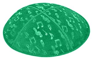 Emerald Blind Embossed Musical Notes Kippah
