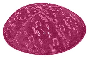 Fuchsia Blind Embossed Musical Notes Kippah