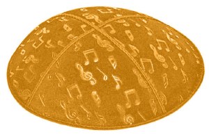 Gold Blind Embossed Musical Notes Kippah