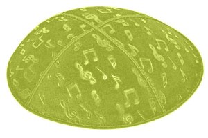 Lime Blind Embossed Musical Notes Kippah