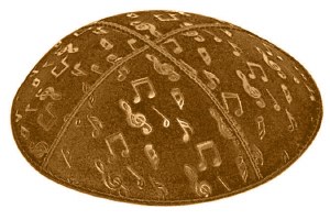 Luggage Blind Embossed Musical Notes Kippah