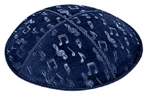 Royal Blind Embossed Musical Notes Kippah