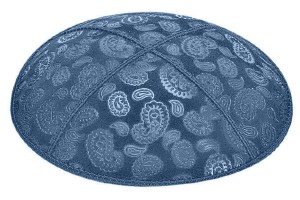 Denim Blind Embossed Paisley Kippah without Trim