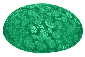 Emerald Blind Embossed Paisley Kippah without Trim