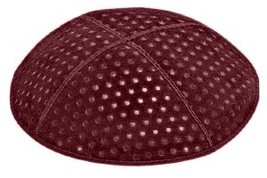 Burgundy Blind Embossed Pin Dots Kippah without Trim