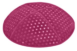 Fuchsia Blind Embossed Pin Dots Kippah without Trim