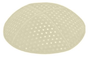 Ivory Blind Embossed Pin Dots Kippah without Trim